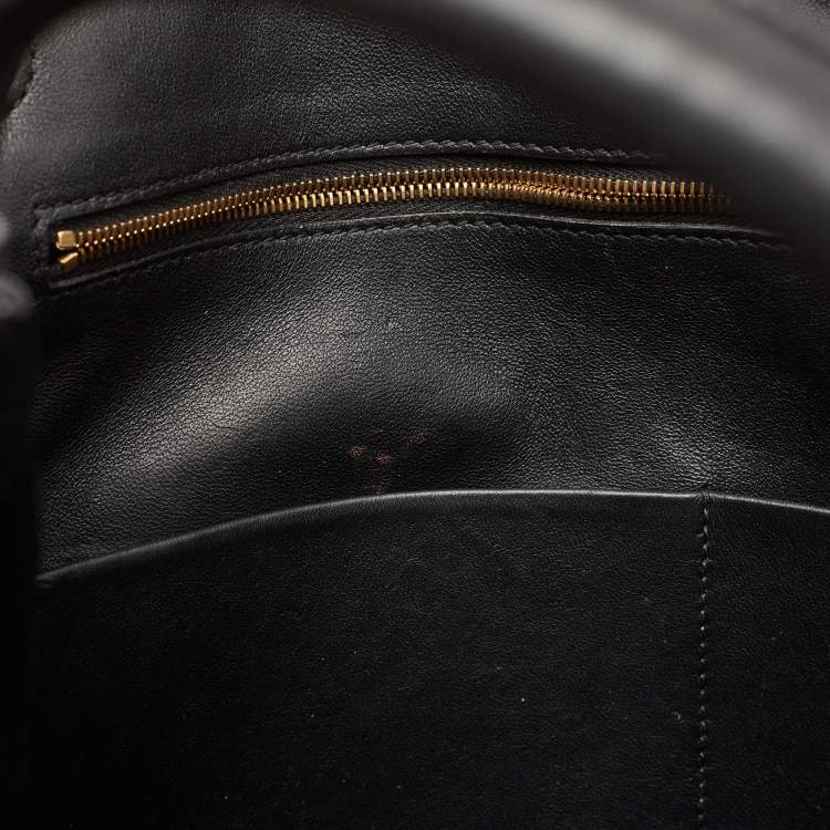 Pre Owned Bottega Veneta Black Intrecciato Leather Medium Andiamo Top Handle Bag