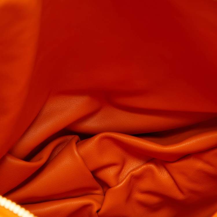 Pre Owned Bottega Veneta Orange Intrecciato Leather Twist Clutch