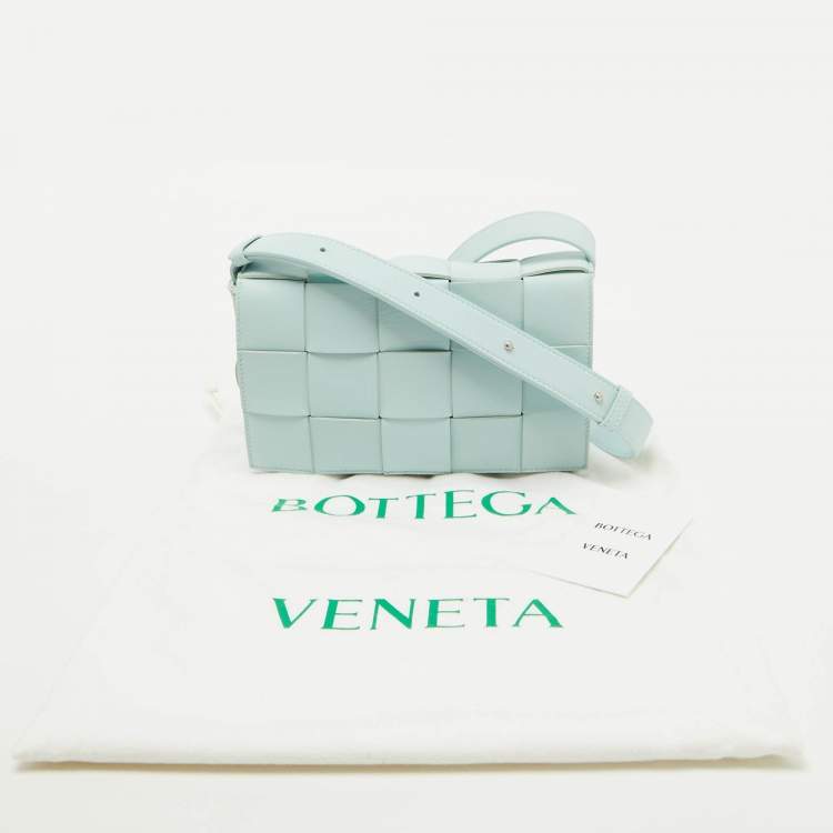Pre Owned Bottega Veneta Light Blue Leather Cassette Flap Shoulder Bag
