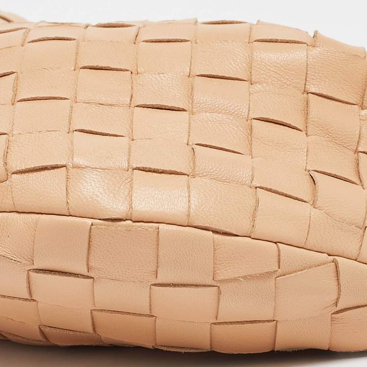 Pre Owned Bottega Veneta Beige Intrecciato Leather Mini Jodie Hobo