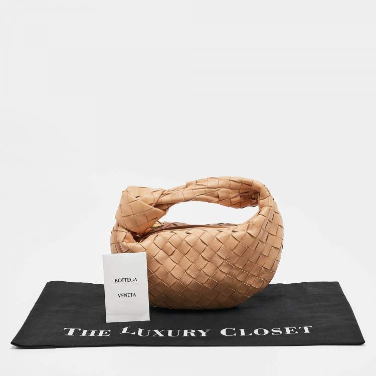 Pre Owned Bottega Veneta Beige Intrecciato Leather Mini Jodie Hobo