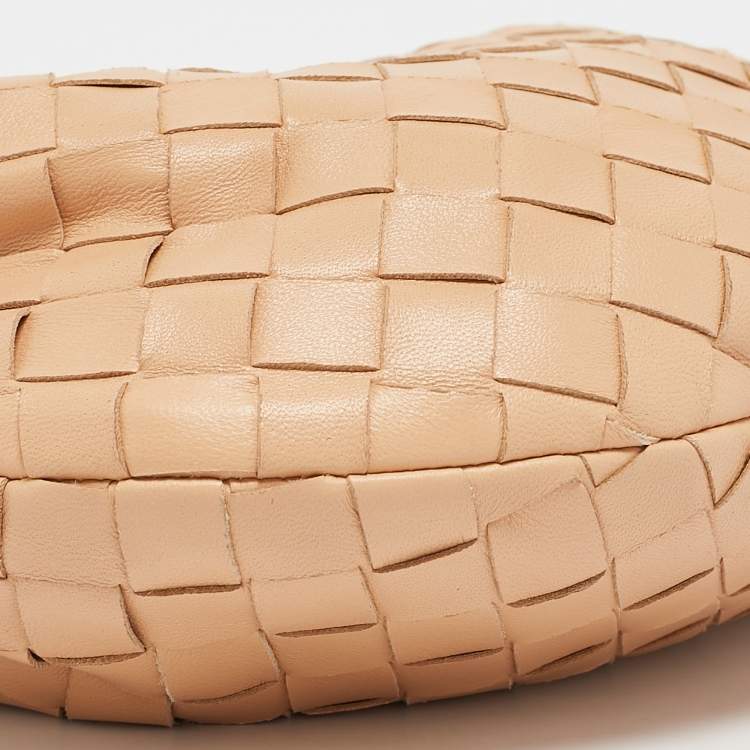 Pre Owned Bottega Veneta Beige Intrecciato Leather Mini Jodie Hobo