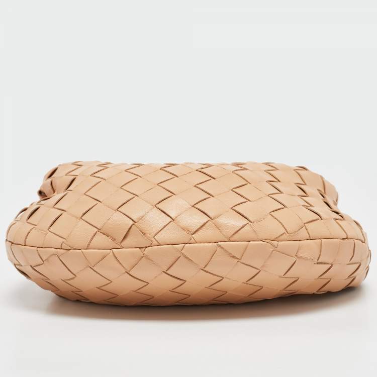 Pre Owned Bottega Veneta Beige Intrecciato Leather Mini Jodie Hobo