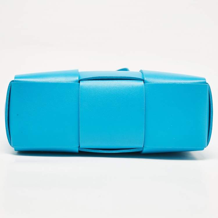 Pre Owned Bottega Veneta Light Blue Intrecciato Leather Mini Arco Tote