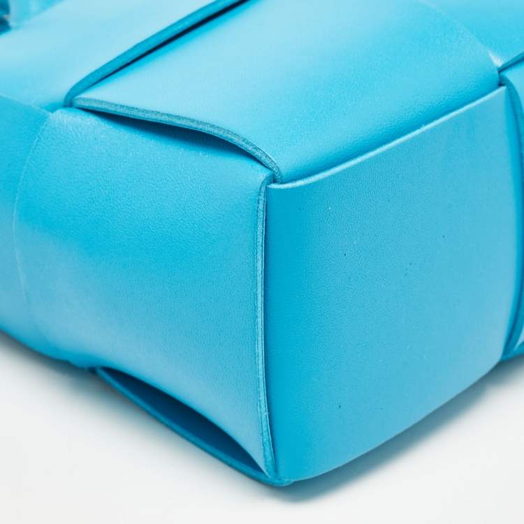 Pre Owned Bottega Veneta Light Blue Intrecciato Leather Mini Arco Tote