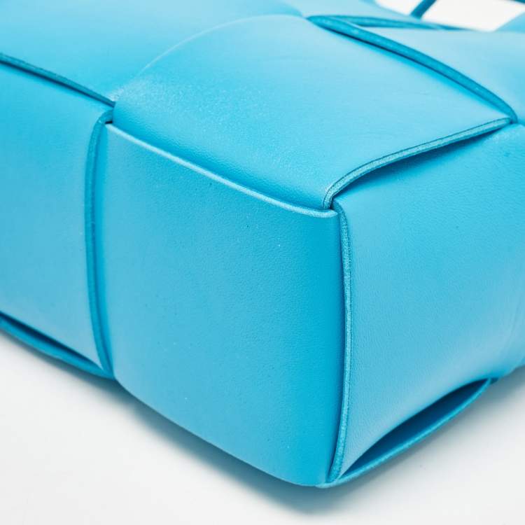 Pre Owned Bottega Veneta Light Blue Intrecciato Leather Mini Arco Tote