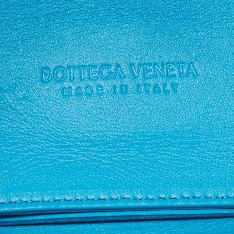 Pre Owned Bottega Veneta Light Blue Intrecciato Leather Mini Arco Tote