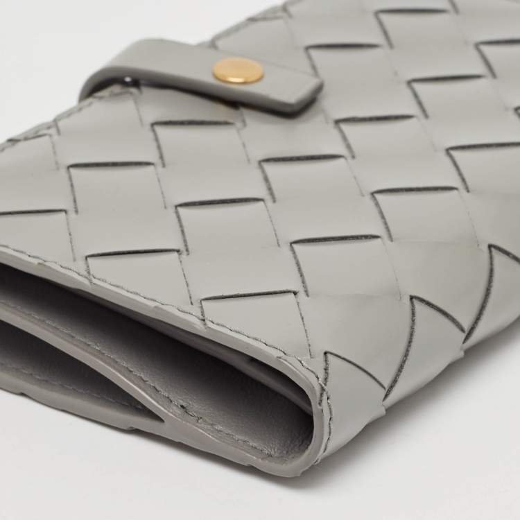 Pre Owned Bottega Veneta Grey Intrecciato Leather French Wallet