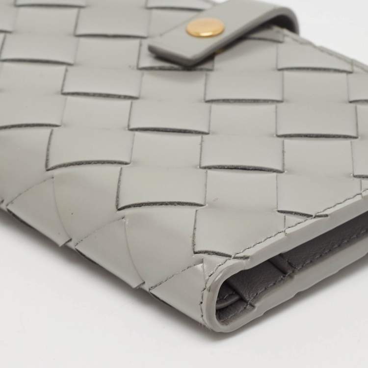 Pre Owned Bottega Veneta Grey Intrecciato Leather French Wallet