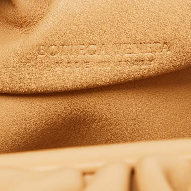 Pre Owned Bottega Veneta Beige Leather Mini Pouch Clutch