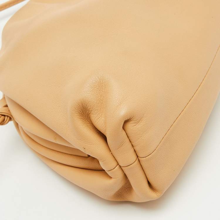 Pre Owned Bottega Veneta Beige Leather Mini Pouch Clutch