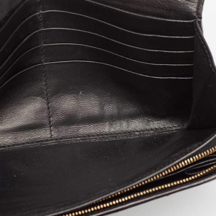 Pre Owned Bottega Veneta Black Intrecciato Leather Continental Flap Wallet