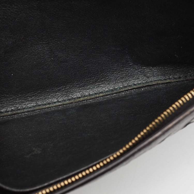 Pre Owned Bottega Veneta Black Intrecciato Leather Continental Flap Wallet