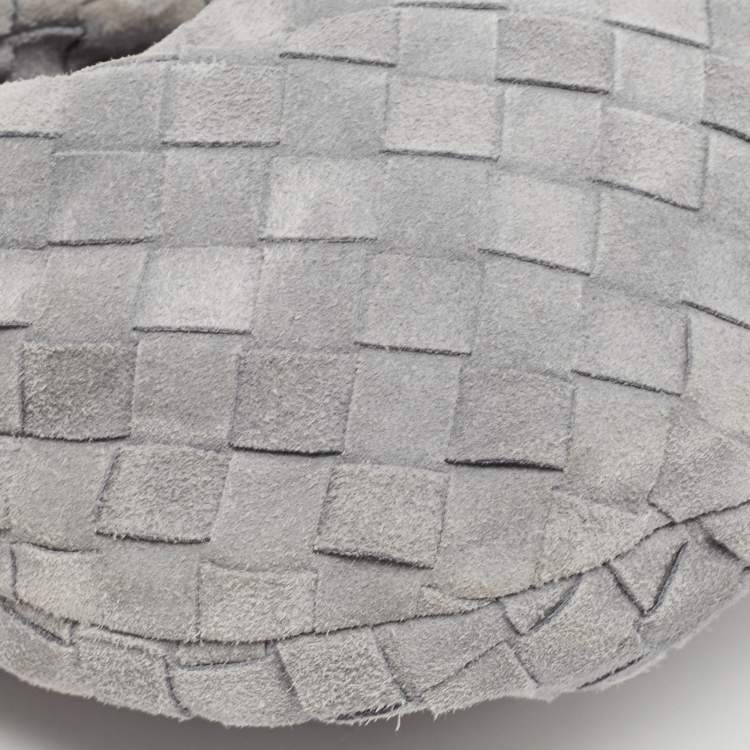 Pre Owned Bottega Veneta Light Blue Intrecciato Suede Mini Jodie Hobo