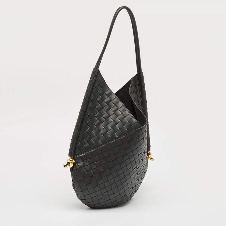 Pre Owned Bottega Veneta Black Intrecciato Leather Medium Solstice Hobo