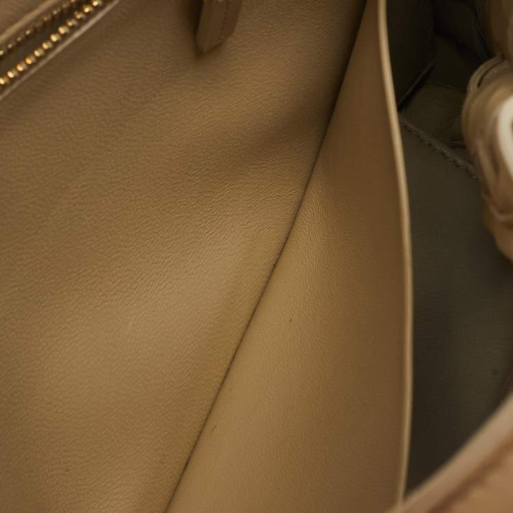 Pre Owned Bottega Veneta Cream Intrecciato Leather Small Andiamo Tote
