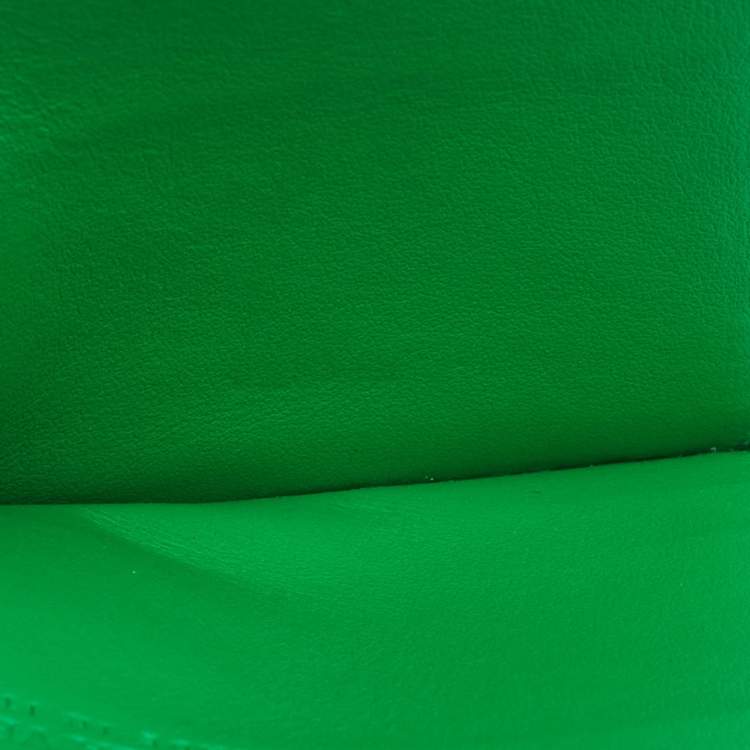 Pre Owned Bottega Veneta Green Intrecciato Leather Card Holder
