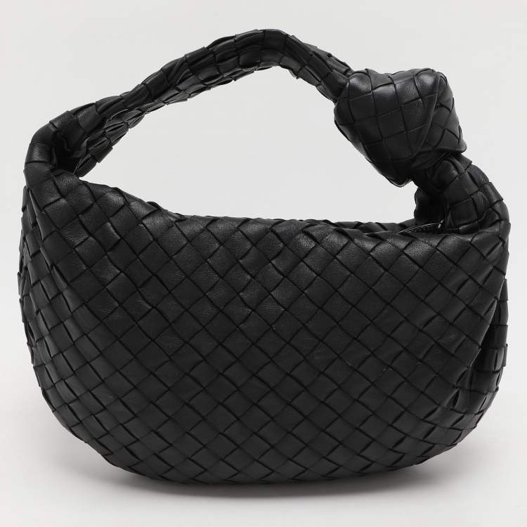 Pre Owned Bottega Veneta Black Intrecciato Leather Teen Jodie Hobo