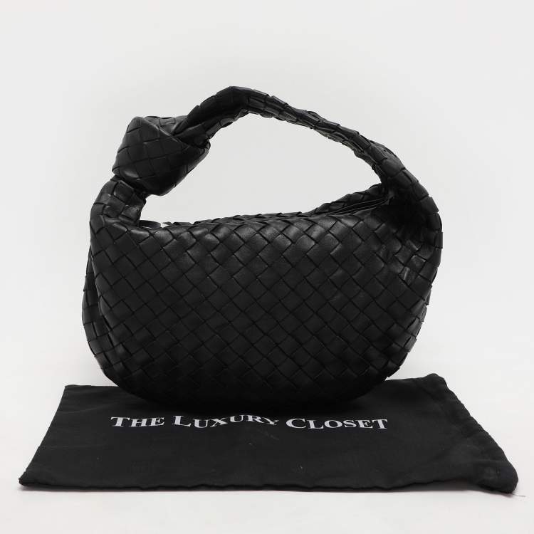 Pre Owned Bottega Veneta Black Intrecciato Leather Teen Jodie Hobo