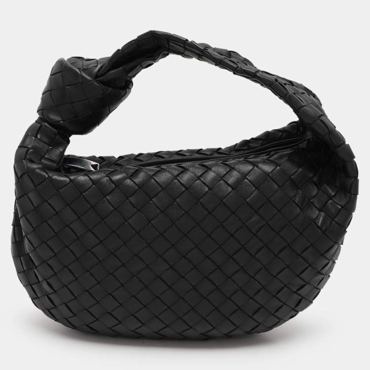 Pre Owned Bottega Veneta Black Intrecciato Leather Teen Jodie Hobo