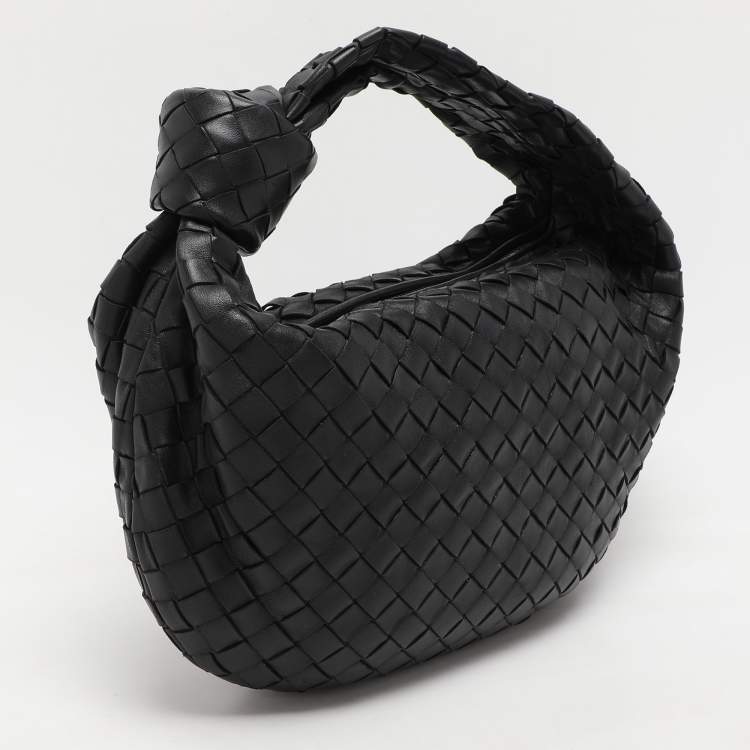 Pre Owned Bottega Veneta Black Intrecciato Leather Teen Jodie Hobo