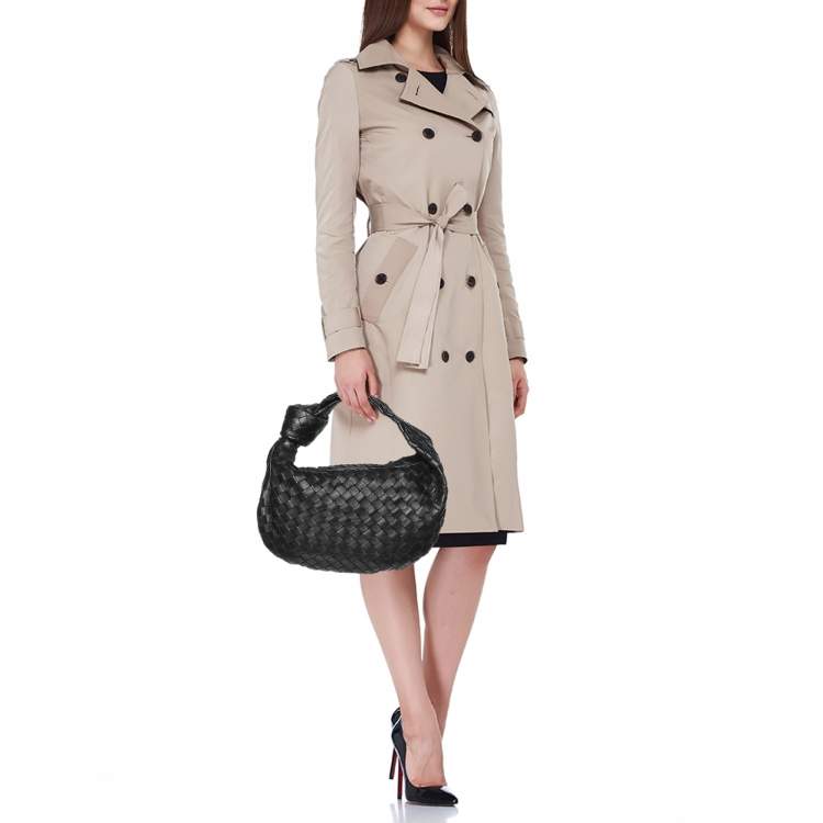 Pre Owned Bottega Veneta Black Intrecciato Leather Teen Jodie Hobo