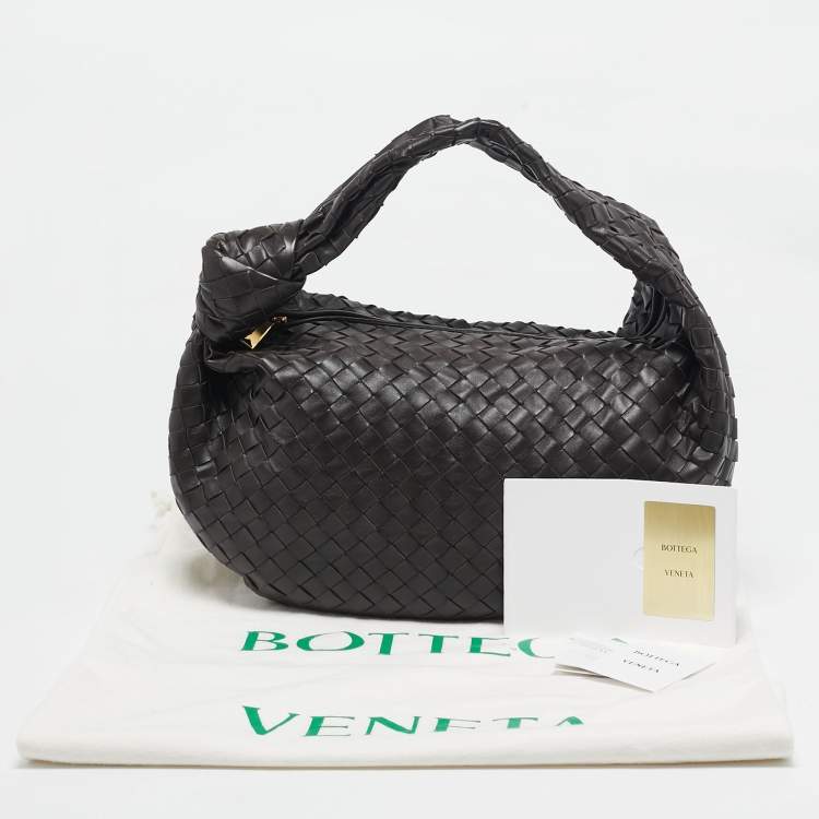 Pre Owned Bottega Veneta Dark Brown Intercciato Leather Classic Jodie Hobo