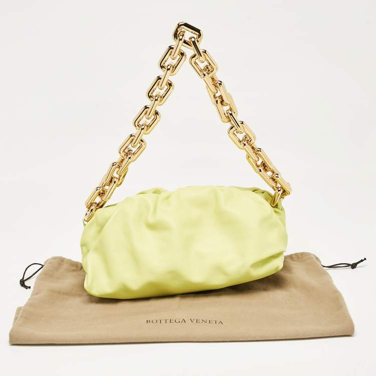 Pre Owned Bottega Veneta Light Green Leather The Chain Pouch Bag