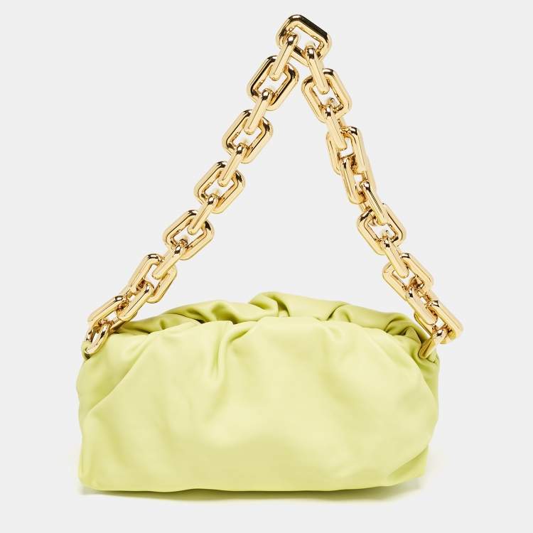 Pre Owned Bottega Veneta Light Green Leather The Chain Pouch Bag