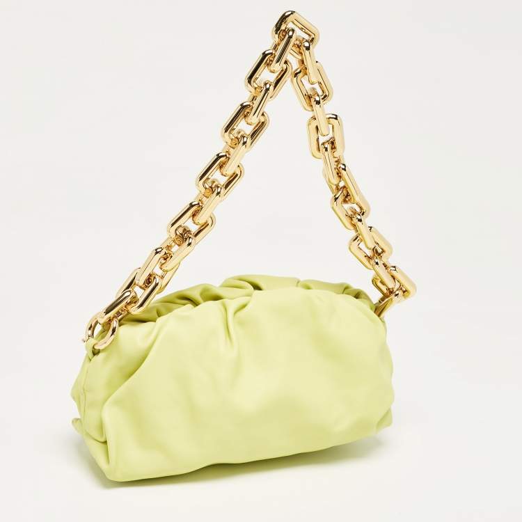 Pre Owned Bottega Veneta Light Green Leather The Chain Pouch Bag