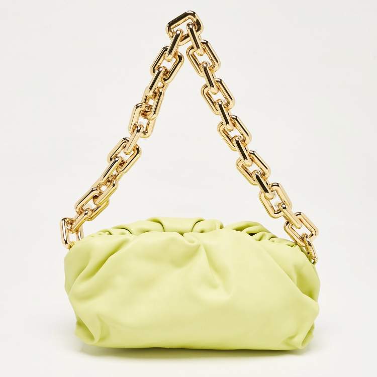 Pre Owned Bottega Veneta Light Green Leather The Chain Pouch Bag