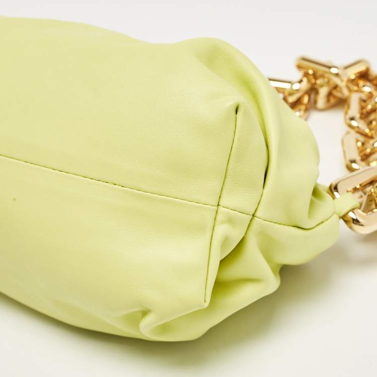Pre Owned Bottega Veneta Light Green Leather The Chain Pouch Bag