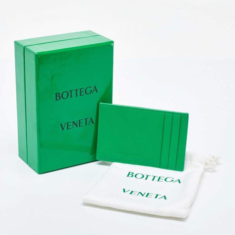 مملوكة مسبقًا Bottega Veneta Green Intrecciato Leather Cassette Card Holder