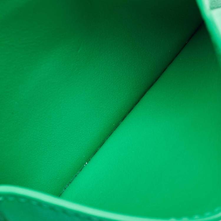 مملوكة مسبقًا Bottega Veneta Green Intrecciato Leather Cassette Card Holder