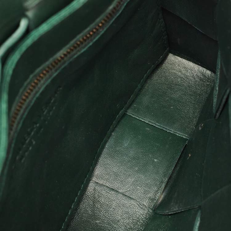 Pre Owned Bottega Veneta Dark Green Interccio Leather Cassette Shoulder Bag