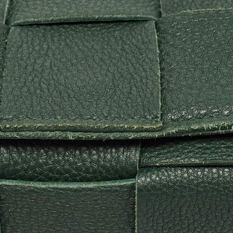 Pre Owned Bottega Veneta Dark Green Interccio Leather Cassette Shoulder Bag