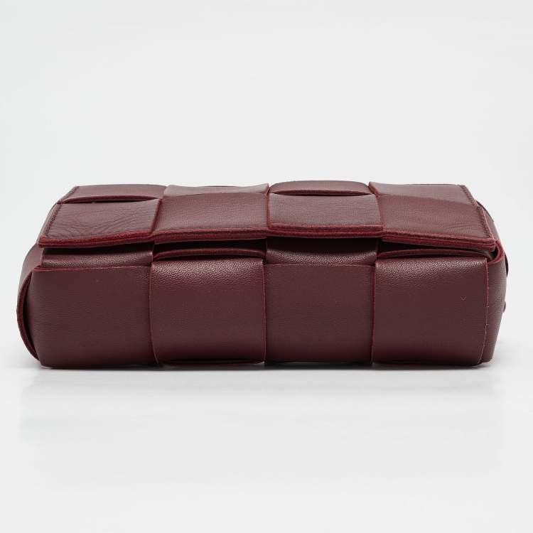 Pre Owned Bottega Veneta Maroon Intrecciato Leather Mini Cassette Belt Bag