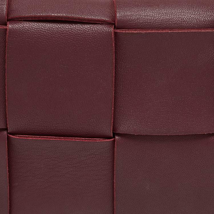 Pre Owned Bottega Veneta Maroon Intrecciato Leather Mini Cassette Belt Bag