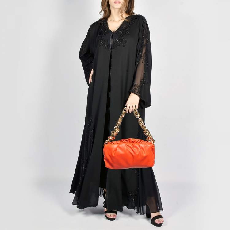 Pre Owned Bottega Veneta Orange Leather The Chain Pouch Bag