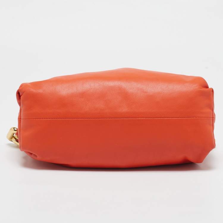 Pre Owned Bottega Veneta Orange Leather The Chain Pouch Bag