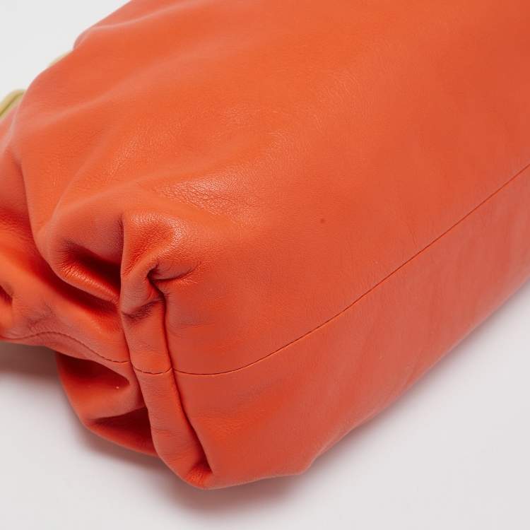Pre Owned Bottega Veneta Orange Leather The Chain Pouch Bag