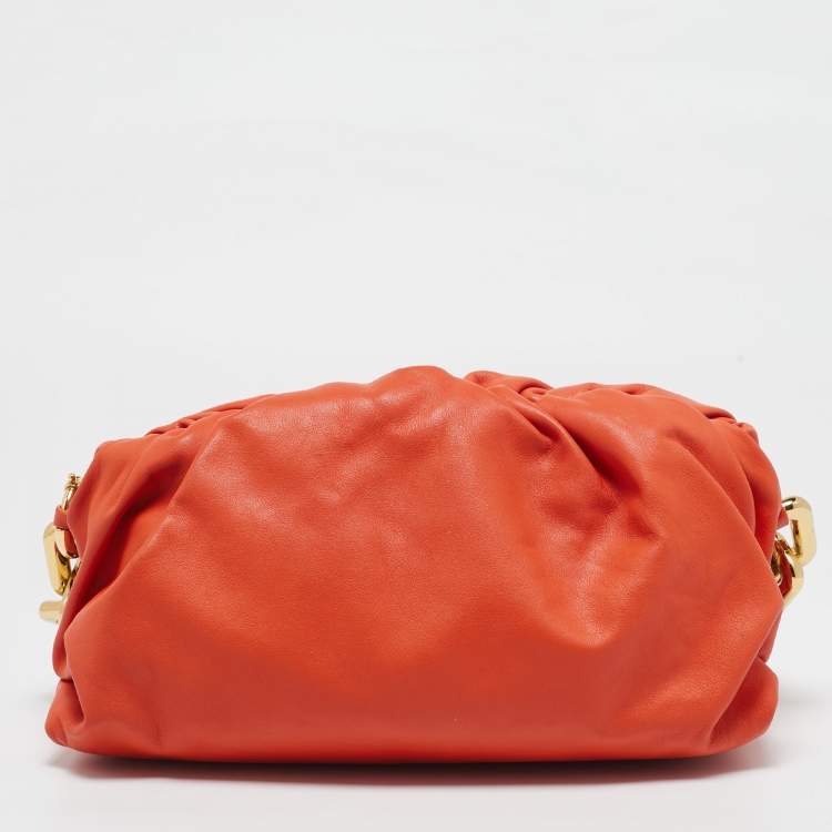 Pre Owned Bottega Veneta Orange Leather The Chain Pouch Bag
