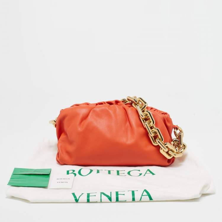 Pre Owned Bottega Veneta Orange Leather The Chain Pouch Bag