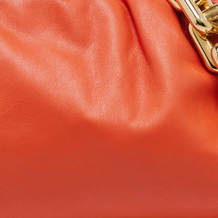 Pre Owned Bottega Veneta Orange Leather The Chain Pouch Bag