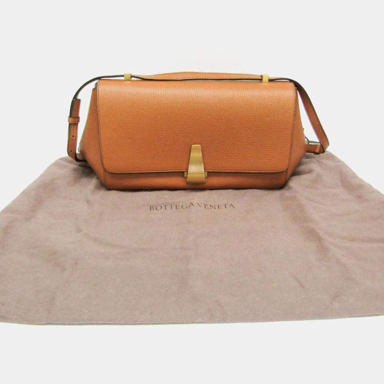Pre Owned Bottega Veneta Camel Leather Palmerath Angle Shoulder Bag