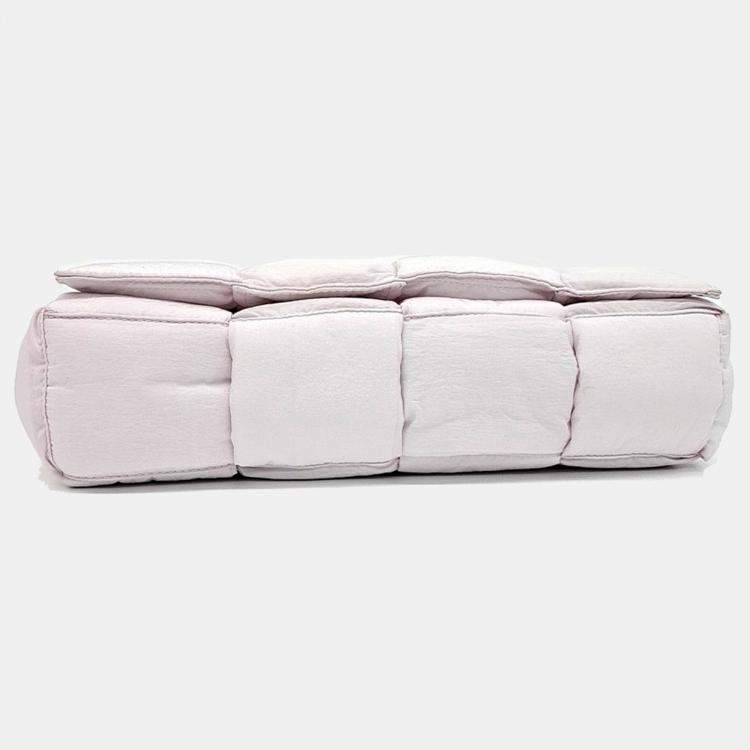 Pre Owned Bottega Veneta Pink Fabric Padded Tech Cassette Bag