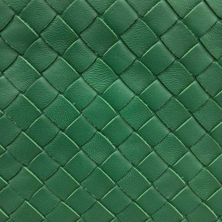 Pre Owned Bottega Veneta Green Leather Mesh Tote And Shoulder Bag