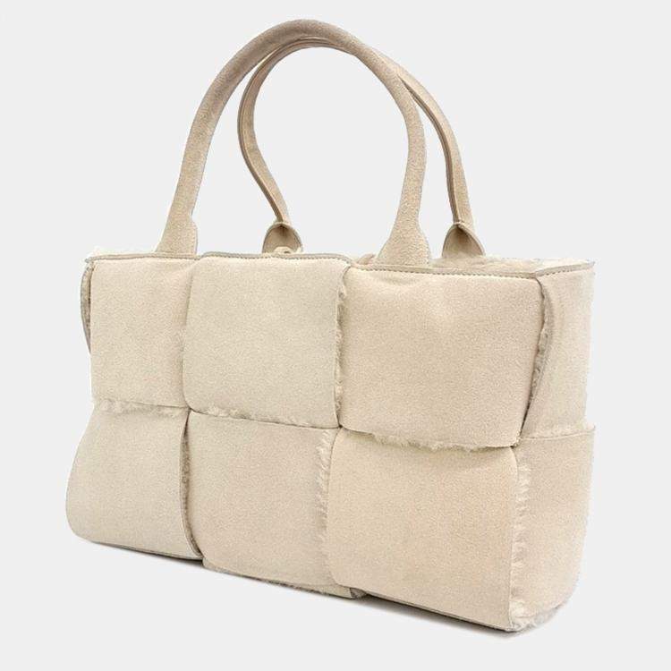Pre Owned Bottega Veneta Beige Suede Arco Tote Bag