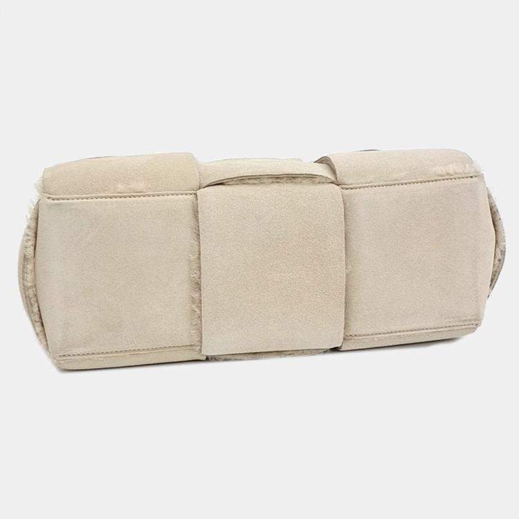 Pre Owned Bottega Veneta Beige Suede Arco Tote Bag