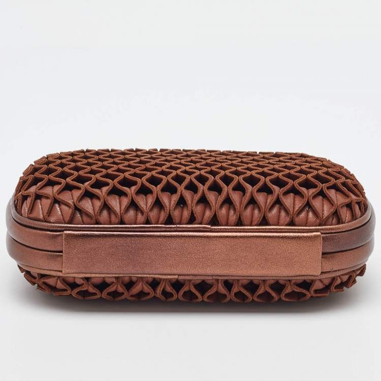 Pre Owned Bottega Veneta Brown Leather Knot Clutch